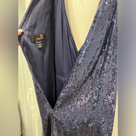 Women’s navy blue sequins evening dress size 14 - Picture 4 of 4